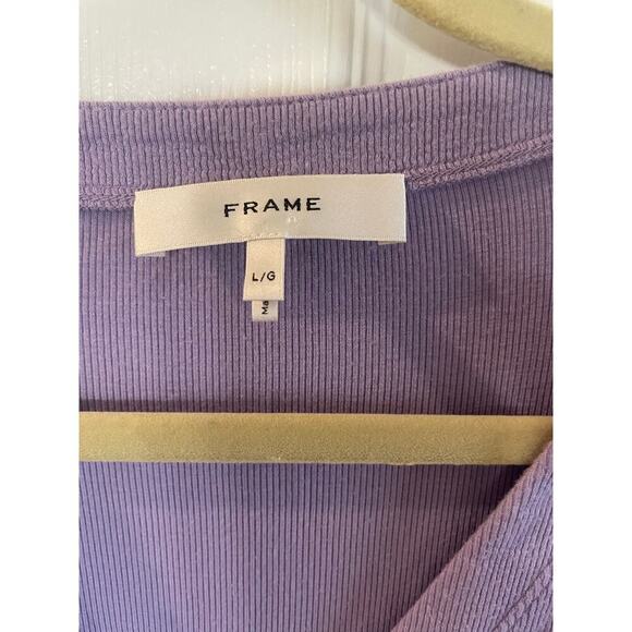 Frame Puff-Sleeve Henley Lilac Top size Large - Picture 4 of 11